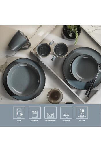 STOREMAX Goldwhirl 4 Person 16 Piece Dinnerware Set 730P01 Blue Trendflash 467437