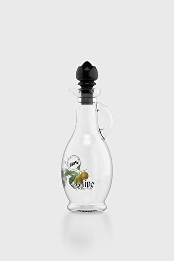 Renga Kibele Patterned 250 ml Glass Oil Bottle with Black Lid 152043