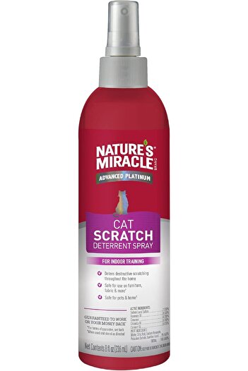 NATURE'S MIRACLE Advanced Platinum Cat Scratch Deterrent Spray, 8 Ounces