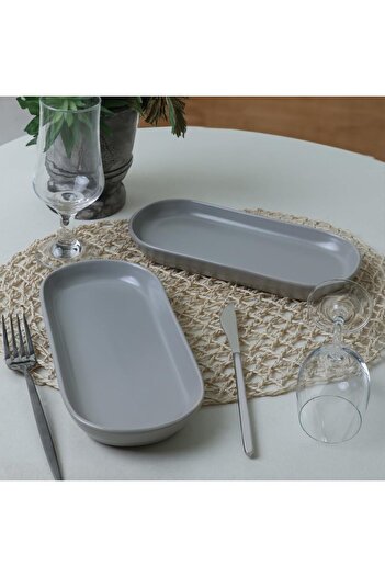 STOREMAX Goldwhirl Matte Gray Noyan Boat Plate 26 cm 2 Pieces 995 Trendflash 467437