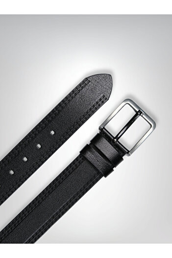 MFT Leather Design Genuine Leather Belt - Black, 4 Cm, Double Stitching Pattern |   Crazy 8587