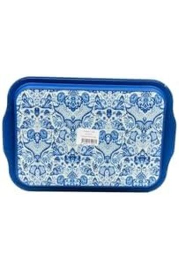 STOREMAX Buydash Patterned Metal Tray - Tea Coffee Tray - Presentation Tray 21 cm X 31 cm (Azulejos) Goldshine