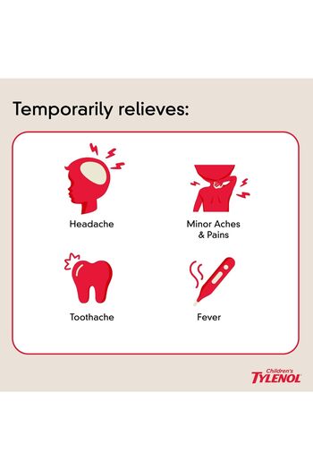 Tylenol أقراص قابلة للمضغ تحتوي على 160 ملغ من الأسيتامينوفين، مسكن للألم وخافض للحرارة للأطفال، بنكهة العنب