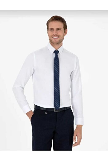ELİTPARK GÖMLEK Güncüoğlu Long Sleeve Slim Fit Collar Buttoned Poplin Men's Shirt