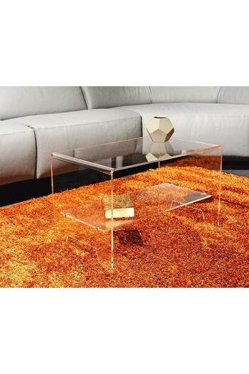 Slasa Modern Transparent Acrylic Crystal Coffee Table 40 × 69 × 41 cm - Lightweight Handmade Italian Des
