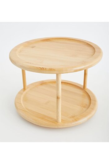 STOREMAX Goldwhirl Bamboo Two-Tier Rotating Serving Tray, Cookies, Presentation Plate Trendflash 467437