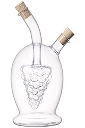 STOREMAX Goldwhirl 473 ml Grape Liner 2 Outlet Glass Oil and Vinegar 2-in-1 Bottle, Glass Oil and Vinegar Container Train