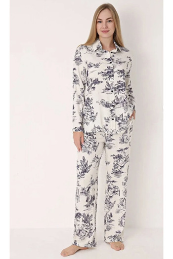NBB Women's 100% Viscose Shirt Collar Pajama Set