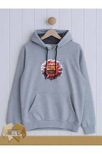 MÇ FAMİLY STORe Men's Hooded Long Sleeve Sweatshirt Seasonal 2 Thread Barcelona Special Design Oversized Hoodie