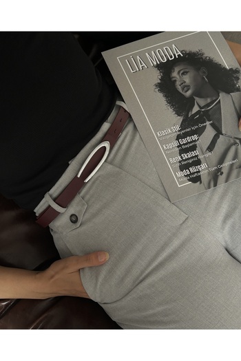 LİA KEMER Silver Buckle Women's Waist Belt with Oval Accessories, Casual Belt, Jacket Belt, Pants Belt
