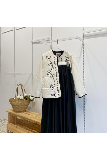 Faya Boutique Ecru Embroidered Florina Jacket