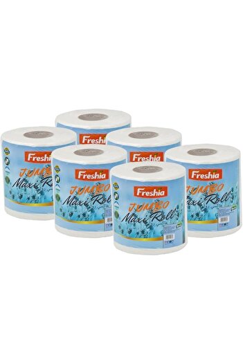 Freshia Premium Quality Jumbo Maxi Roll 2-Ply Tissue Hygienic, 3600 Gm, Twin Pack of 6