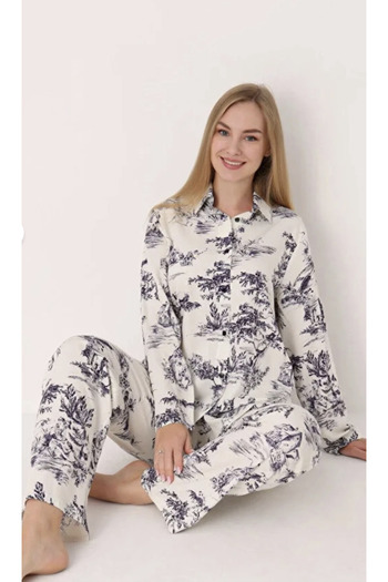 NBB Women's 100% Viscose Shirt Collar Pajama Set