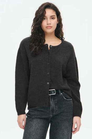 Madmext Anthracite Comfortable Fit Buttoned Knitwear Women's Cardigan Mg2552