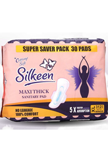 SILKEEN Maxi Thick Sanitary Pad – 312XL (Pack of 10)