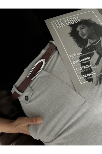 LİA KEMER Silver Buckle Women's Waist Belt with Oval Accessories, Casual Belt, Jacket Belt, Pants Belt