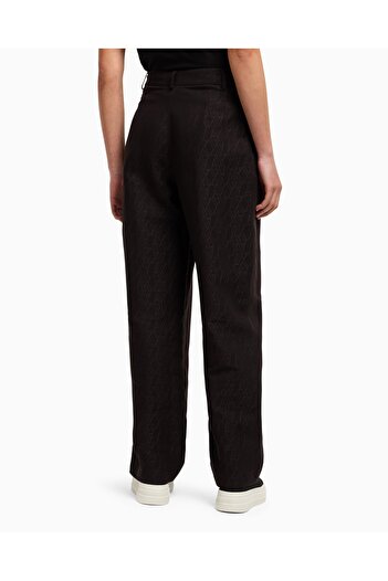 Armani Exchange Kadın Siyah Pantolon Logo Monogram Detaylı Regular Kesim XW000564_AF12058_FC043