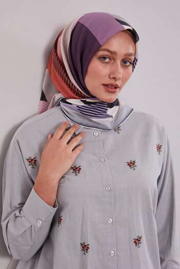 Levidor Baby Blue Geometric Pattern Cotton Scarf
