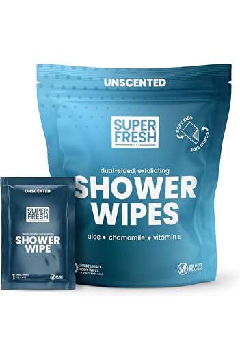 SuperFresh Super & Fresh Co. SWEATBLOCK Funk Block Shower Wipes with Aloe Vitamin E Unscented (Bag of 10)