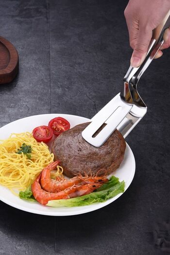 Chavin Steel 23 cm Fish Steak Tongs Meat Serving Ladle Spoon Cin875X