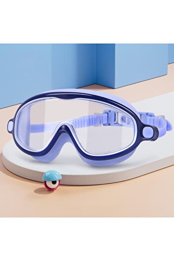 Haizid Swimming Goggles for Kids, Scuba Style - Wide Field of View, Adjustable Silicone Strap, Dark Blue