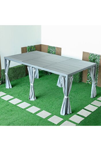 Danube Home Metro Aluminium Pergola 3x5.4M - Grey Outdoor Gazebo with Olefin Canopy, 2 Year Warranty