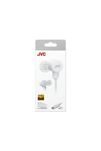 JVC HA-FR29UC-W-U Headphones, Wired, In-Ear, Microphone, USB-C, Sound Mode Function, Case, white