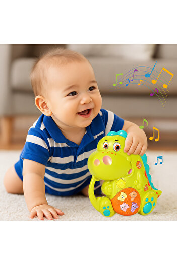 RCO Interactive musical toy with functions and lights, Dinosaur RCO, 14x14 cm, +12 months, WW7007-B