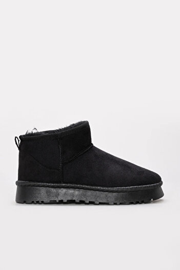 Moda Kadıköy Women's Black Medium Size Fur Mini Boots