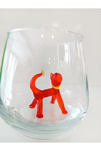ADAMODART Red Balloon Cat Glass Figured Water Cup