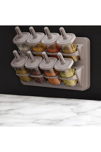 AYB 8-Piece Spice Jar Set with Stand and Spoons