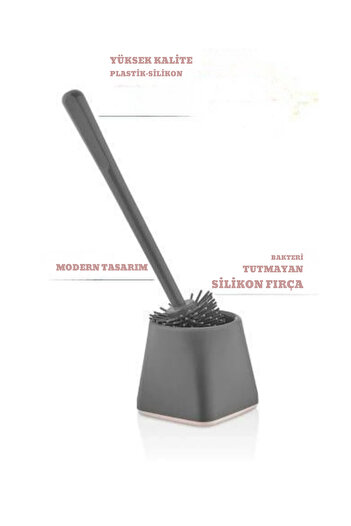 ViZKA Silicone Toilet Brush Wc Toilet Bathroom Brush Set, Square Gray
