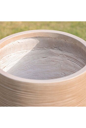 Danube Home Fiber Clay Pot with Rattan Design - 25x25x40 CM, Stylish Grey Outdoor Garden Planter