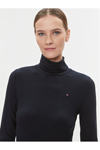 Tommy Hilfiger Pulover cu guler înalt pentru femei WW0WW39826 albastru