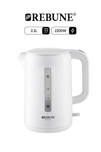rebune Electric Kettle – Hot Water in Seconds 2.2 L 2200 W RE-1-116 white