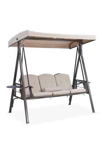 Danube Home Aldora 3-Seater Swing with Canopy - Beige Outdoor Swing Set with Cushions & 1-Year Warranty