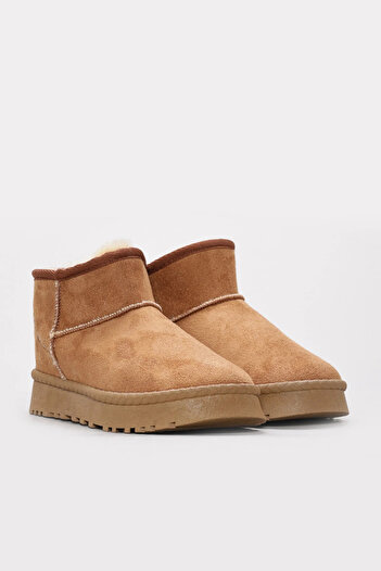 Moda Kadıköy Women's Taba Mid-Length Fur Mini Boots