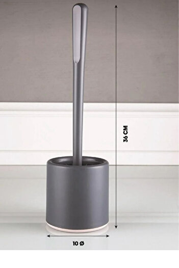 ViZKA Silicone Toilet Brush Wc Toilet Bathroom Brush Set, Oval /Grey