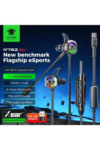 PLEXTONE Blaxton M762 Ultra Type-C 2-in-1 Headset with 7.1 Surround Sound, PD Charging, RGB Lighting, and Dual Microphone.