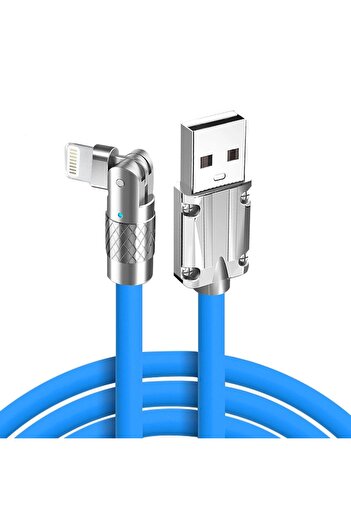 Timebox Data and Fast Charging Cable, 120W, 180 Degree Rotation, QC 3.0, USB, Lightning Apple, 2m, LED Indi