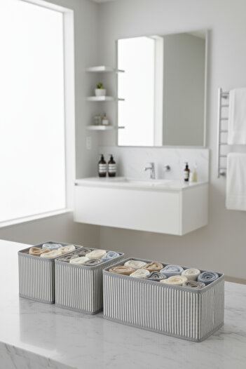 HomyJRs 3 Piece Drawer and Cabinet Organizer Set, Multi-Purpose Bin Organizer