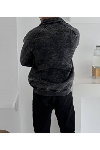 bergibo Yikamali Fabric Oversize Buttoned Collar Sweat - 100% Combed Cotton Oversize Sweatshirt