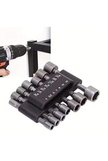 zola Set of 14 socket wrenches, Zola, sizes 5-12 mm, 3/16, 1/4, 9/32, 5/16, 11/32, 3/8, 7/16″, steel