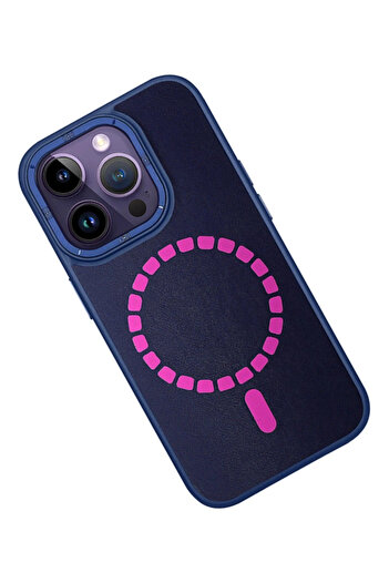 Fuchsia iPhone 14 Pro Max Case HBC-156 Forum Magneticsafe Cover - Navy Blue