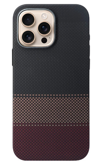 Fuchsia Apple iPhone 16 Pro Max Hbc-377 Kevlar Slim Magsafe Cover - Black
