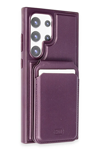 Fuchsia Samsung Galaxy S24 Ultra Hbc-247 Athens Cover with Business Card Holder - Deep Purple