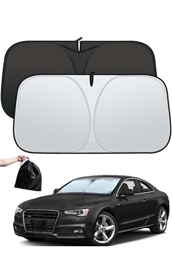 BUPY Foldable Car Windshield Sunshade with Storage Pouch, Front Windshield Reflective Sunshade, Car