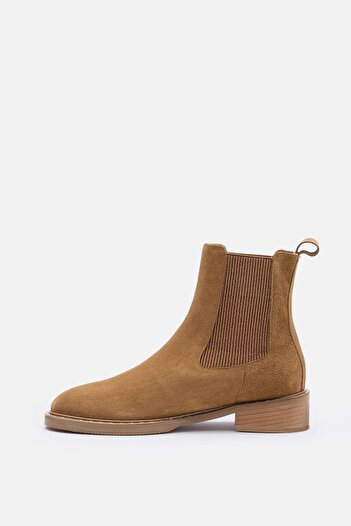 Bestyle Ados Women's Tan Suede 100% Real Suede Leather Elastic Boots