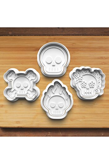 Hobist Halloween Skulls Set of 4 0452 Cookie and Candy Dough Mold