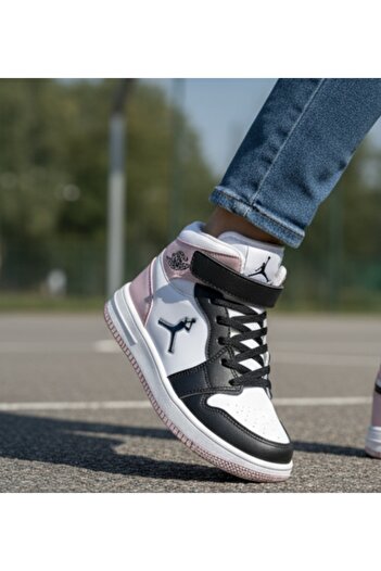 JOJO KIDS Girls' High-Top Leather Sports Shoes, Basketball, Tennis, Casual Sneakers